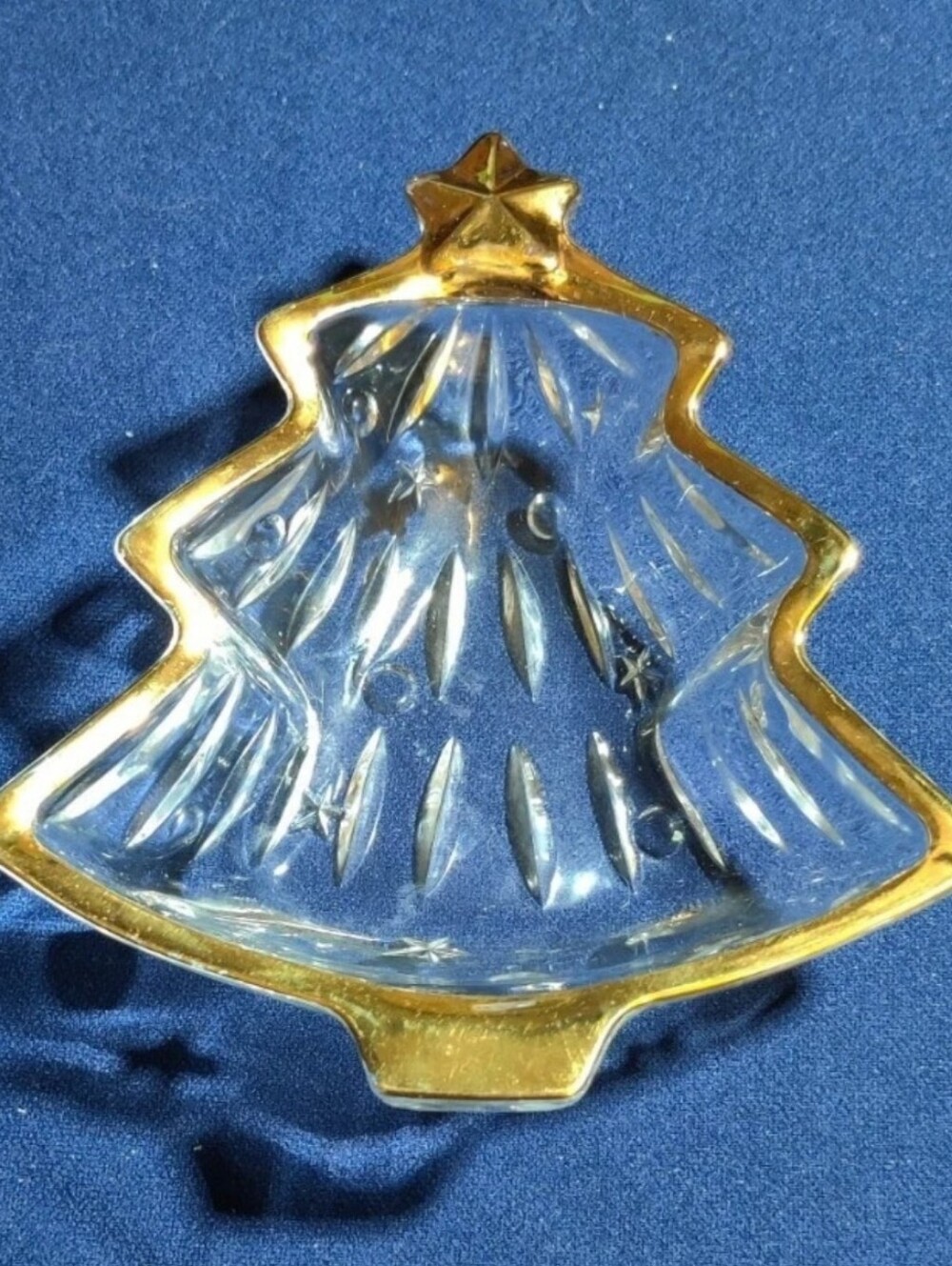 Studio Nova Christmas Tree Shaped Yuletide Gold Trimmed Glass Sweets Candy Dish